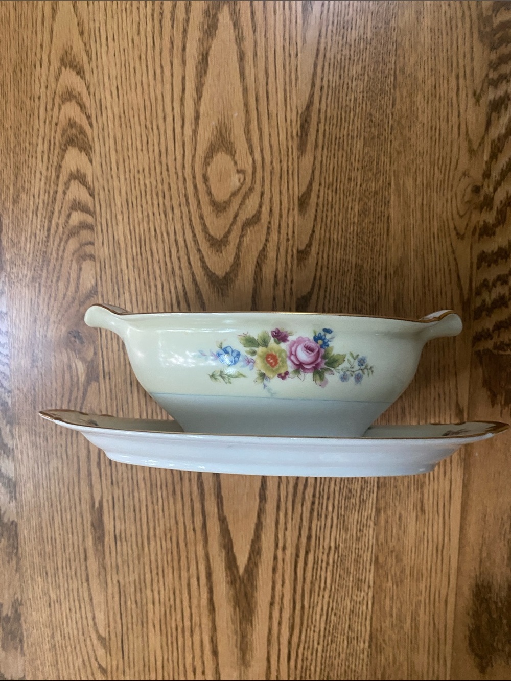 Vintage hand painted Transor Ware Japan gravy boat with attached underplot - Picture 7 of 14